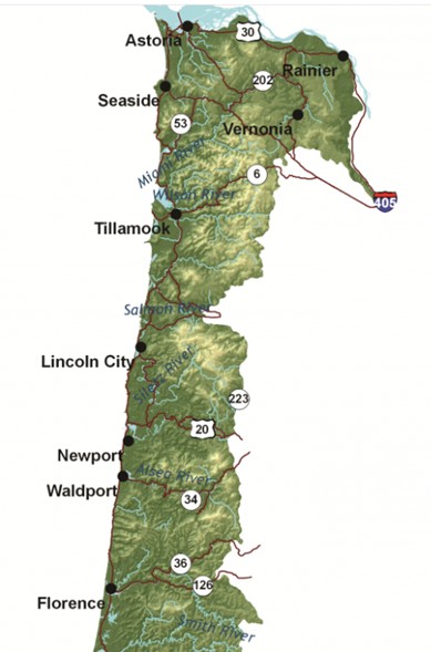 Oregon North Coast Range Map
